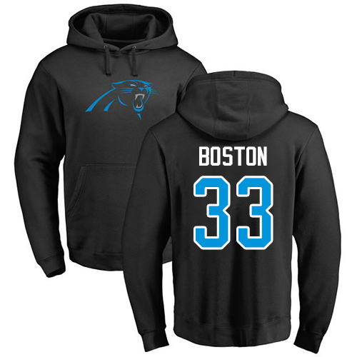 Carolina Panthers Men Black Tre Boston Name and Number Logo NFL Football #33 Pullover Hoodie Sweatshirts->nfl t-shirts->Sports Accessory